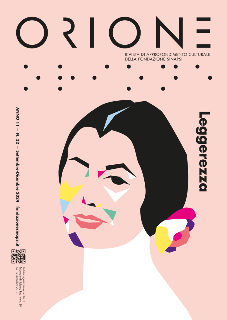 Copertina del n. 32 di Orione, Leggerezza. Illustrazione di Bruna Pallante: omaggio a Carla Fracci.